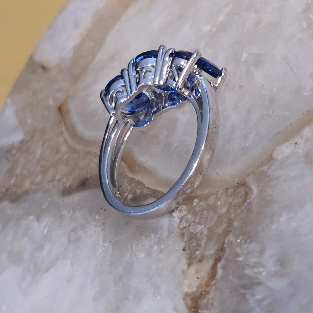 Vintage BBJ Bangkok Sterling Silver Blue Sapphire Statement Ring - Picture 10 of 16